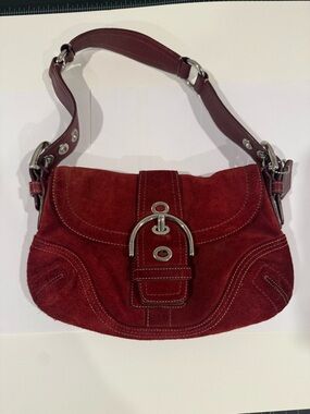 Vintage Y2K Coach Rare Red Suede Soho Bag